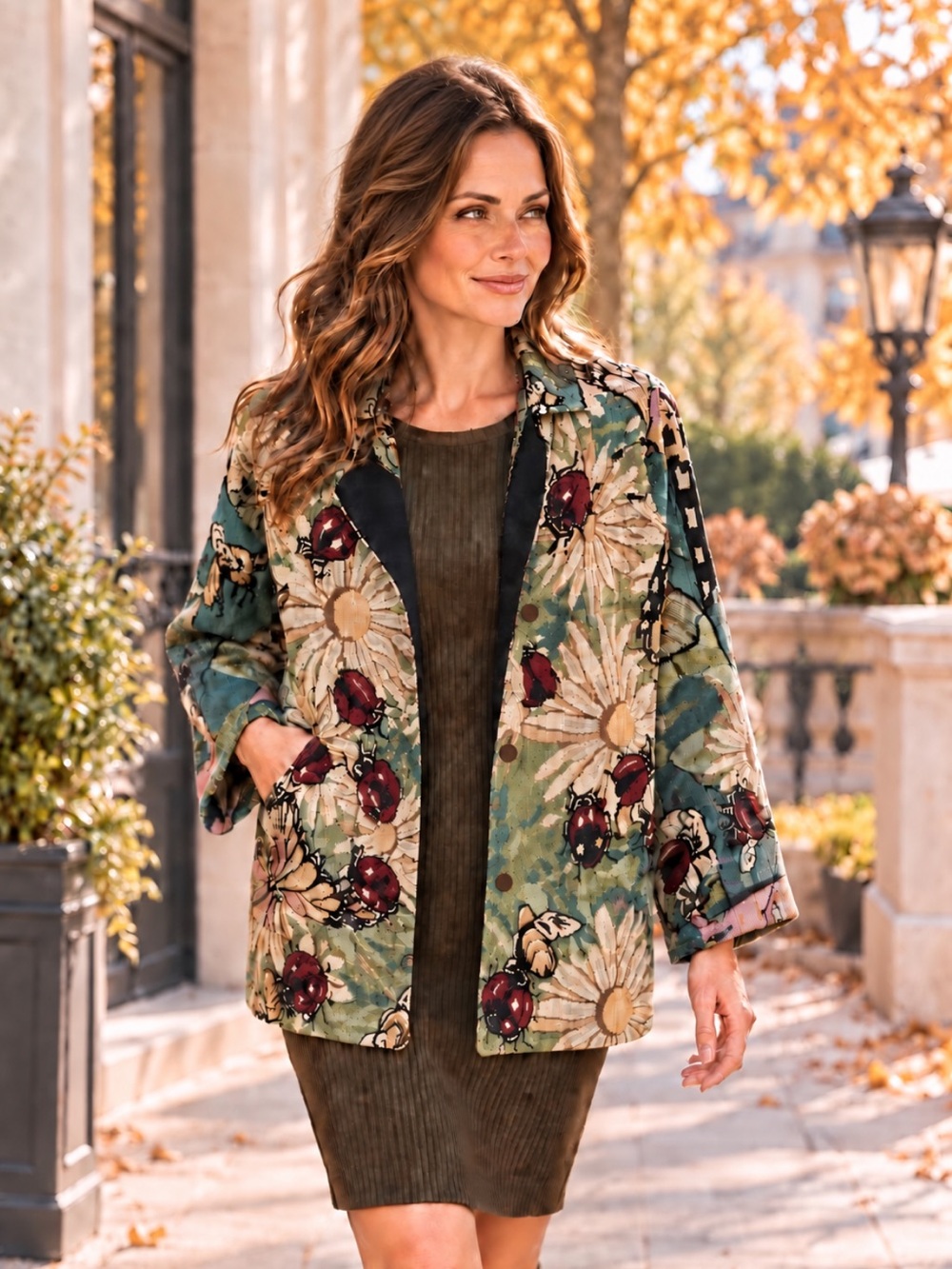 Gorgeous Vintage Lady Bug Floral Tapestry Cardigan Jacket ❤️O/S.